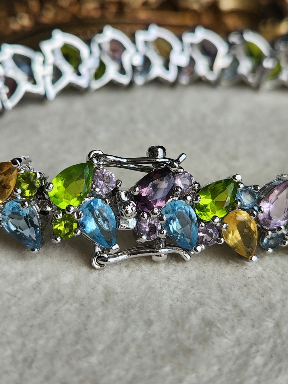 Artisan Multicolor Glass Teardrop Bracelet - Blue, Green, Yellow, Purple - Picture 7 of 11